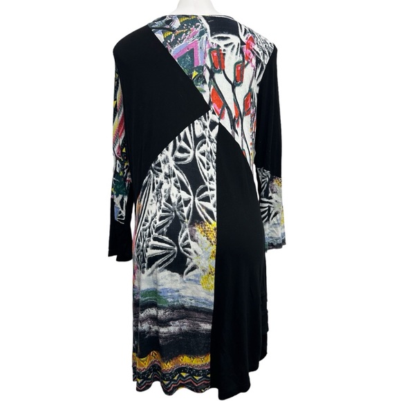 Parsley & Sage Abstract Jersey Panel Patchwork Art V-Neck Long Sleeve Tunic Top - Picture 5 of 9